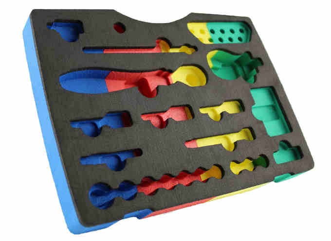 Werkzeugeinlage aus Schaumstoff, bunte Shadowboards für den Schutz und Organisation von Werkzeugen